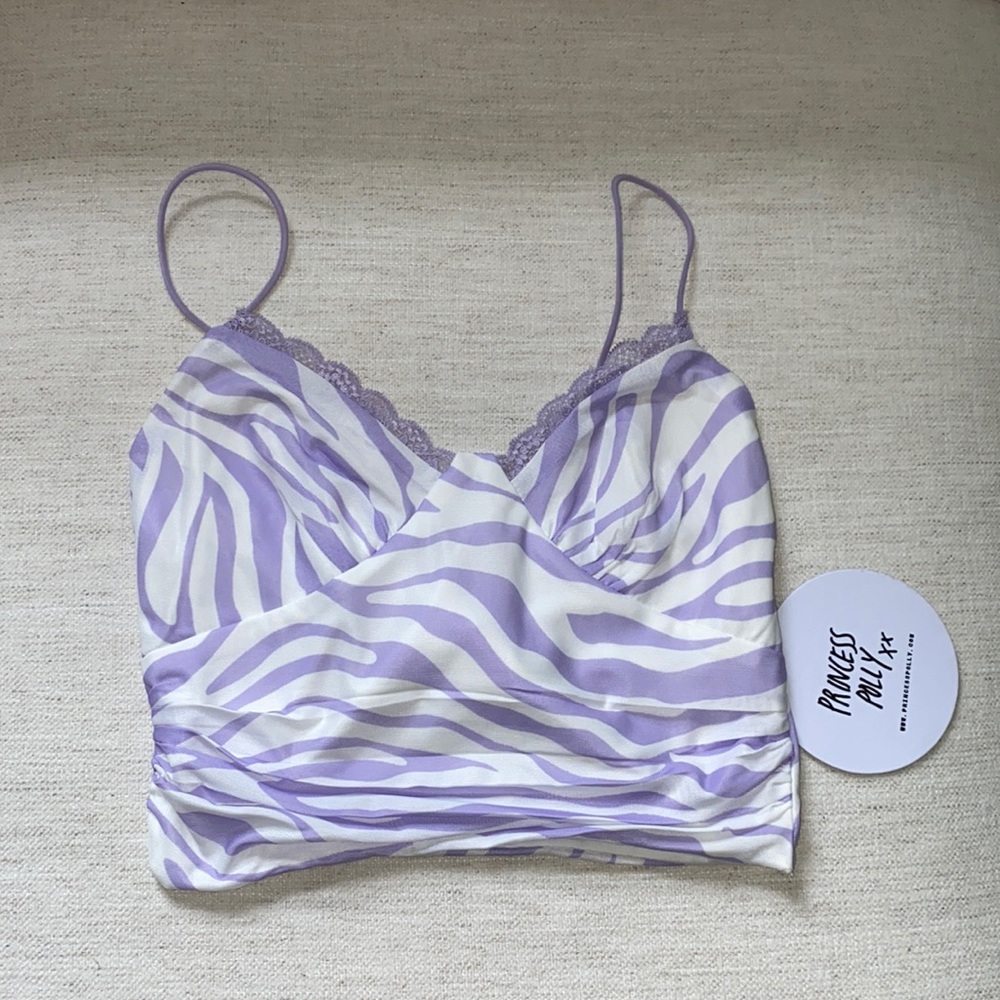 PRINCESS POLLY PANDORA TOP LILAC ZEBRA SIZE 4 NWT